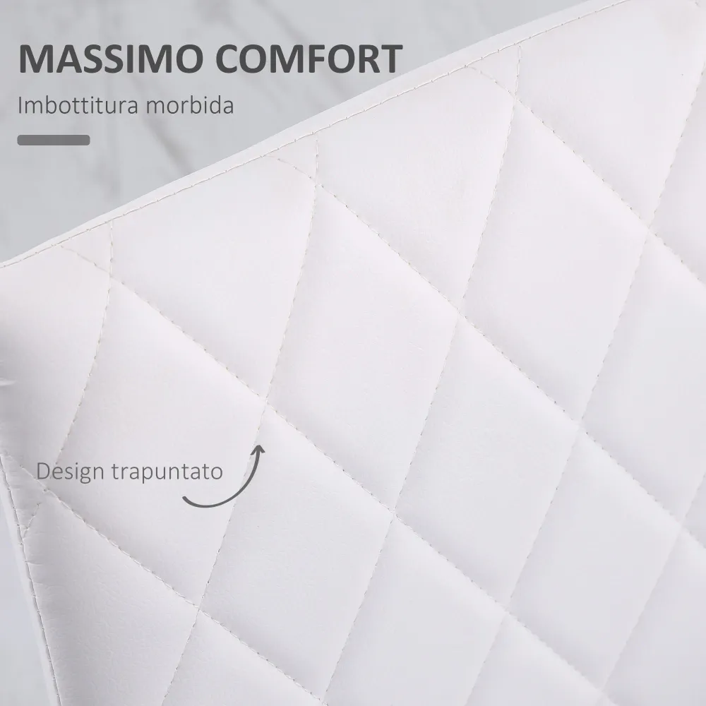 Easycomfort Set 4 Sedie Imbottite per Sala da Pranzo con Rivestimento Similpelle, 41x50x91cm - Bianco