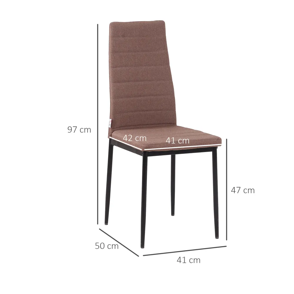 Easycomfort Set 4 Sedie Imbottite per Soggiorno o Sala da Pranzo, Sedie da Cucina Moderne, Metallo e Tessuto Cachi