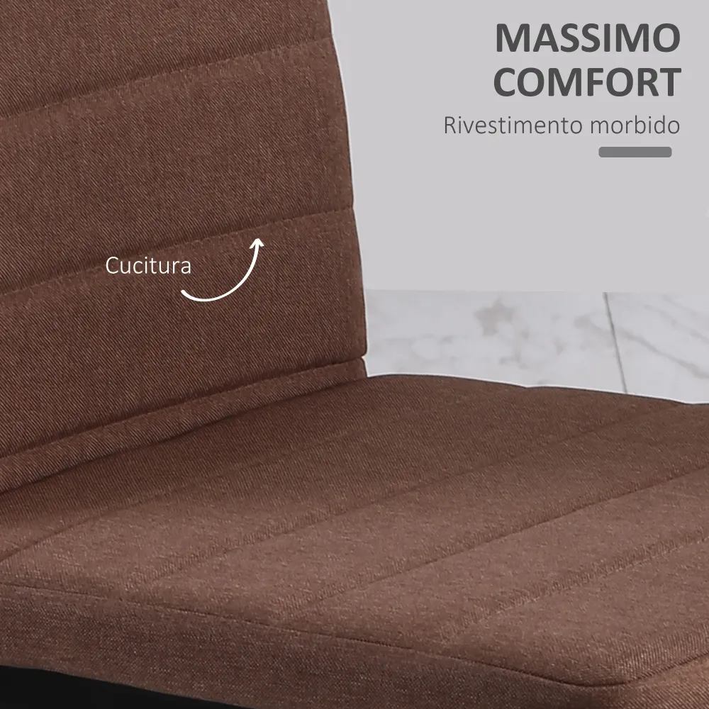 Easycomfort Set 4 Sedie Imbottite per Soggiorno o Sala da Pranzo, Sedie da Cucina Moderne, Metallo e Tessuto Cachi