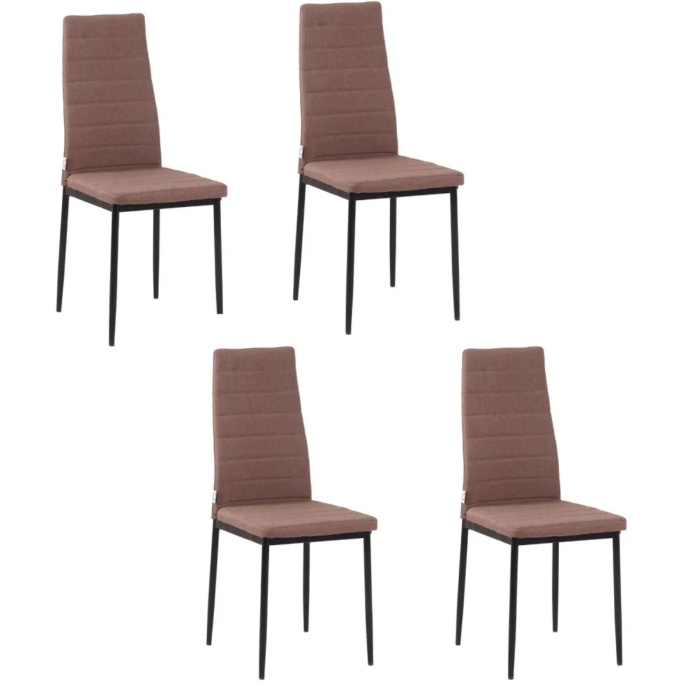 Easycomfort Set 4 Sedie Imbottite per Soggiorno o Sala da Pranzo, Sedie da Cucina Moderne, Metallo e Tessuto Cachi