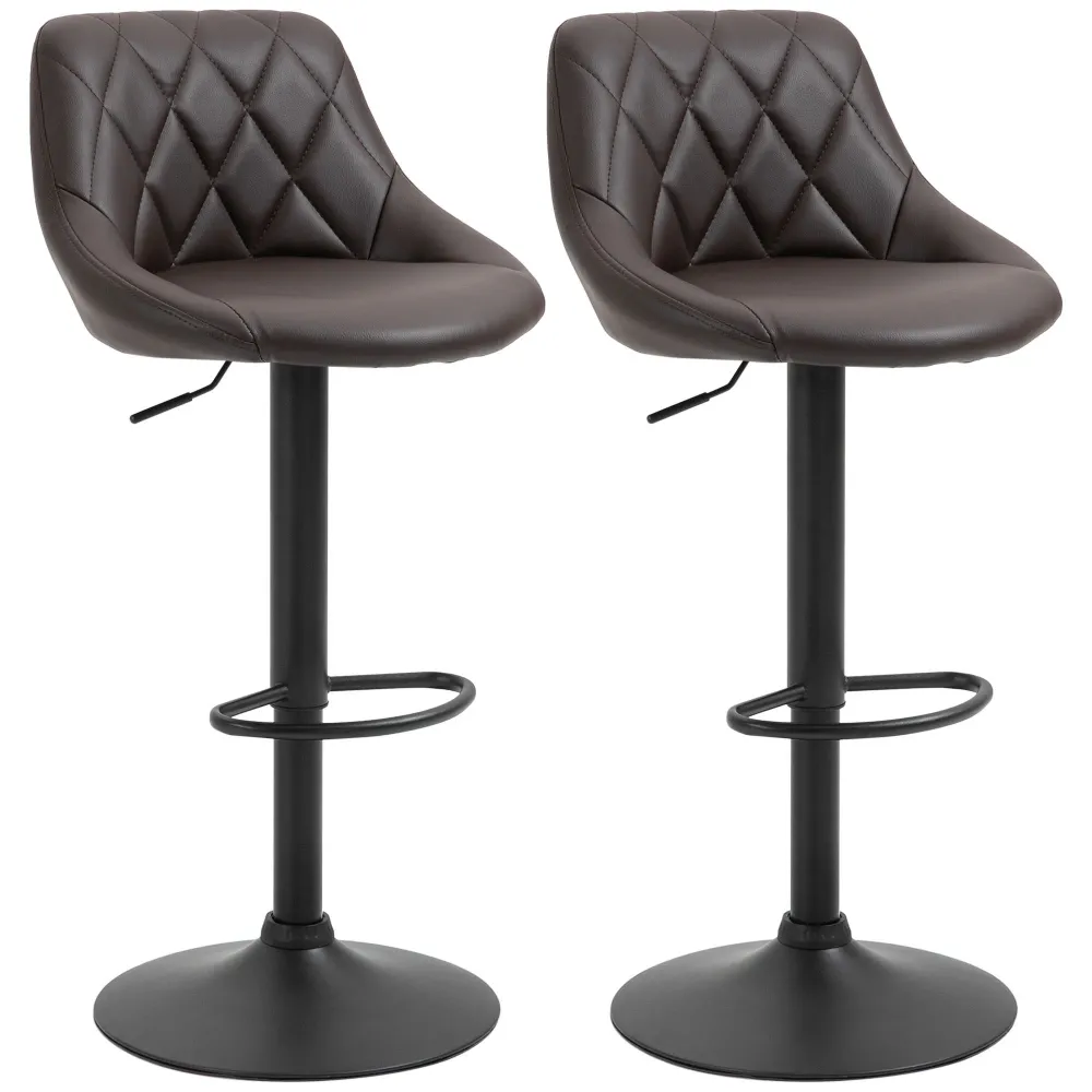 Easycomfort Set 2 Sgabelli da Bar, Altezza Regolabile con Base Metallo e Seduta Finta Pelle, Sgabelli Moderni con Schienal...