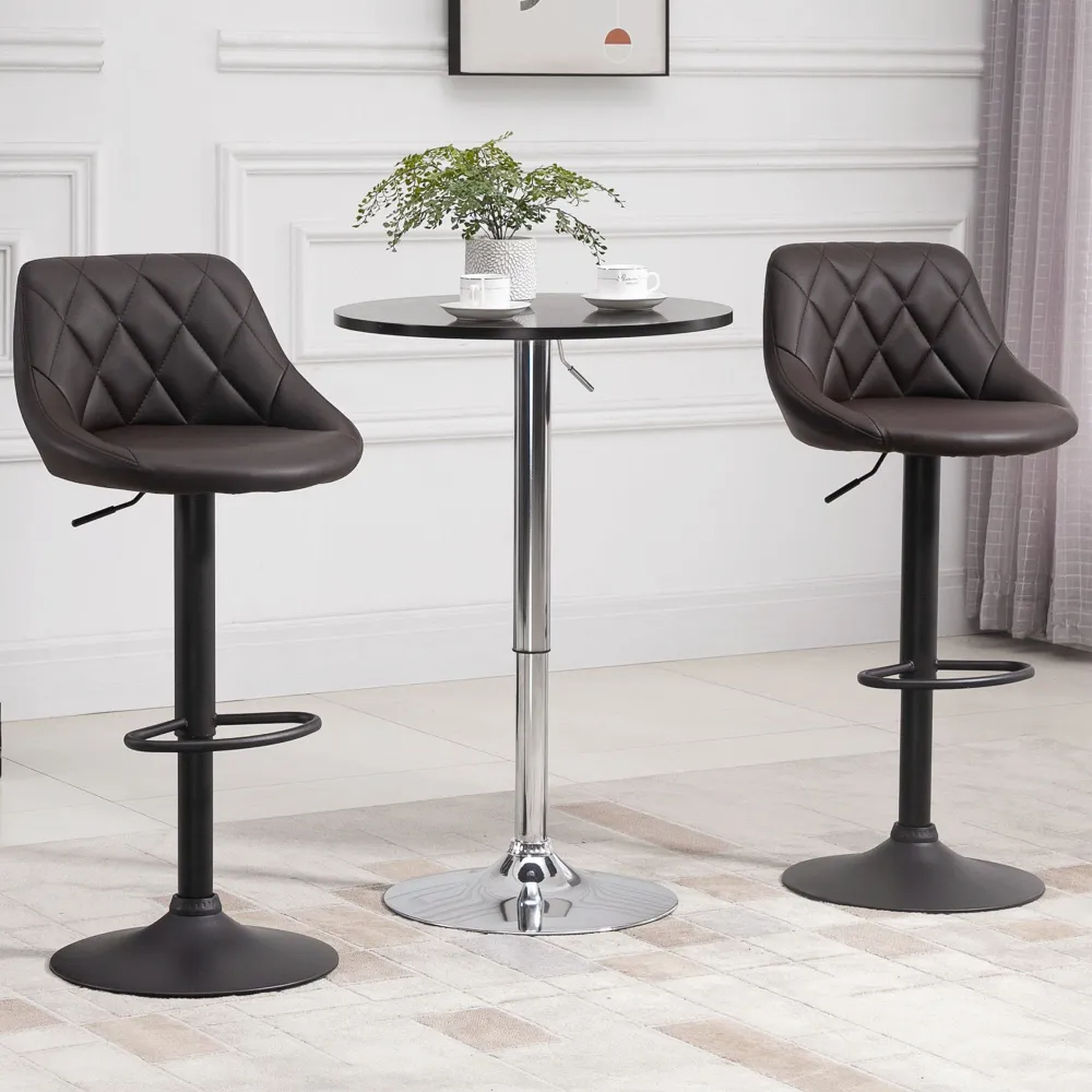 Easycomfort Set 2 Sgabelli da Bar, Altezza Regolabile con Base Metallo e Seduta Finta Pelle, Sgabelli Moderni con Schienal...