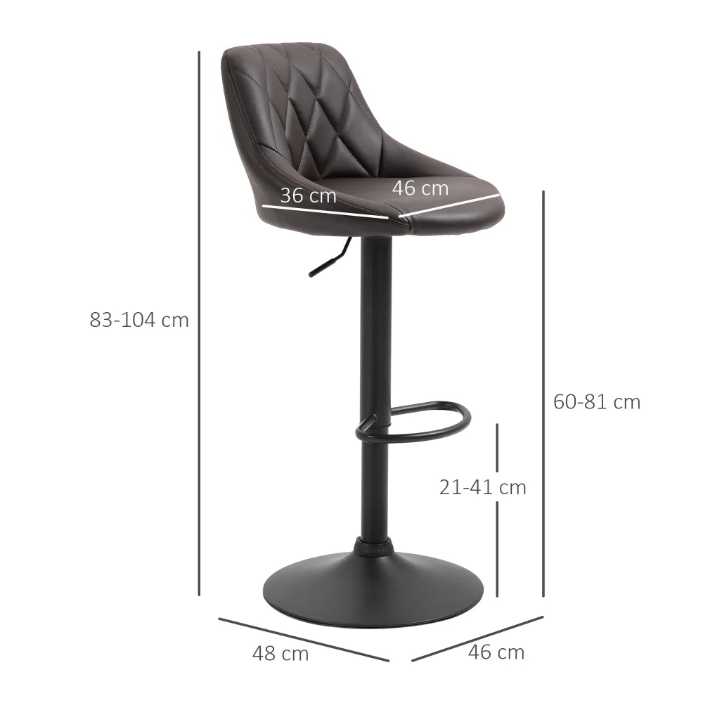 Easycomfort Set 2 Sgabelli da Bar, Altezza Regolabile con Base Metallo e Seduta Finta Pelle, Sgabelli Moderni con Schienal...