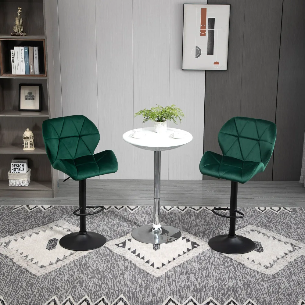 Easycomfort Set 2 Sgabelli da Bar, Altezza Regolabile con Base Metallo e Seduta Velluto, Sgabelli Moderni con Schienale e...