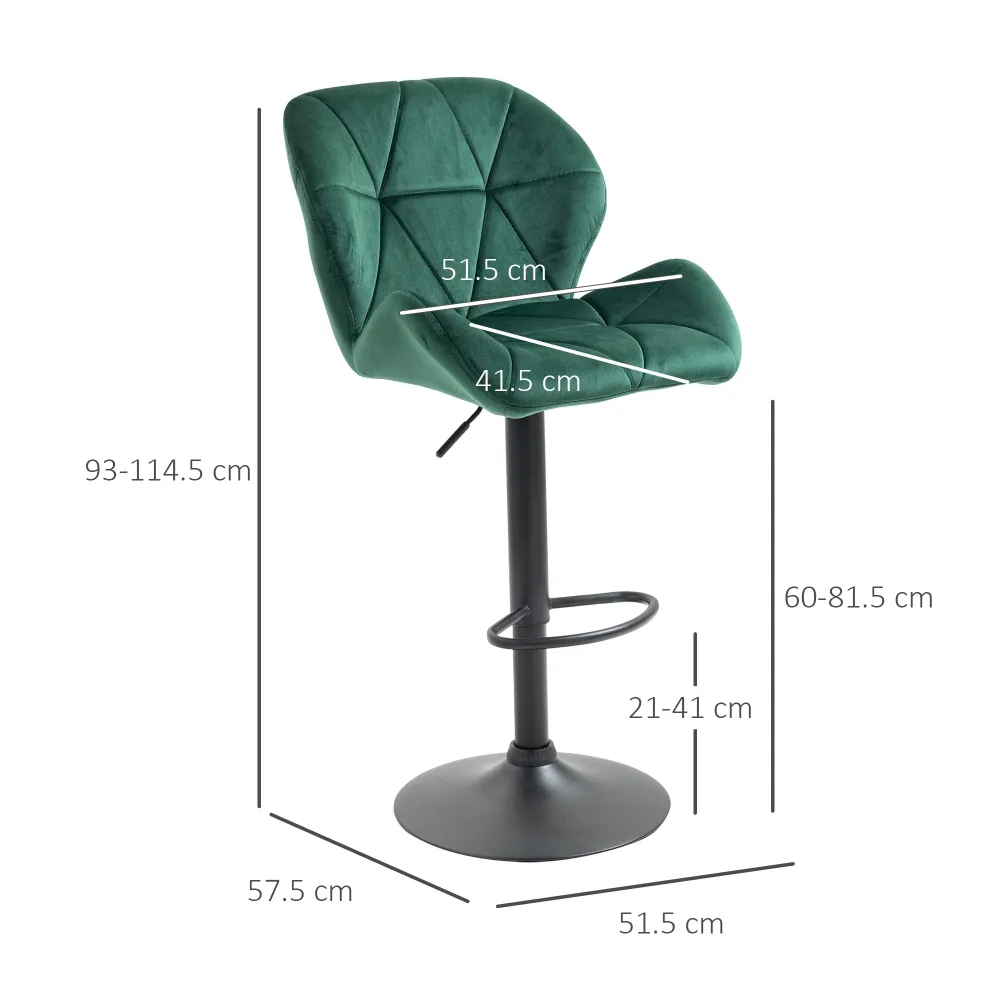 Easycomfort Set 2 Sgabelli da Bar, Altezza Regolabile con Base Metallo e Seduta Velluto, Sgabelli Moderni con Schienale e...
