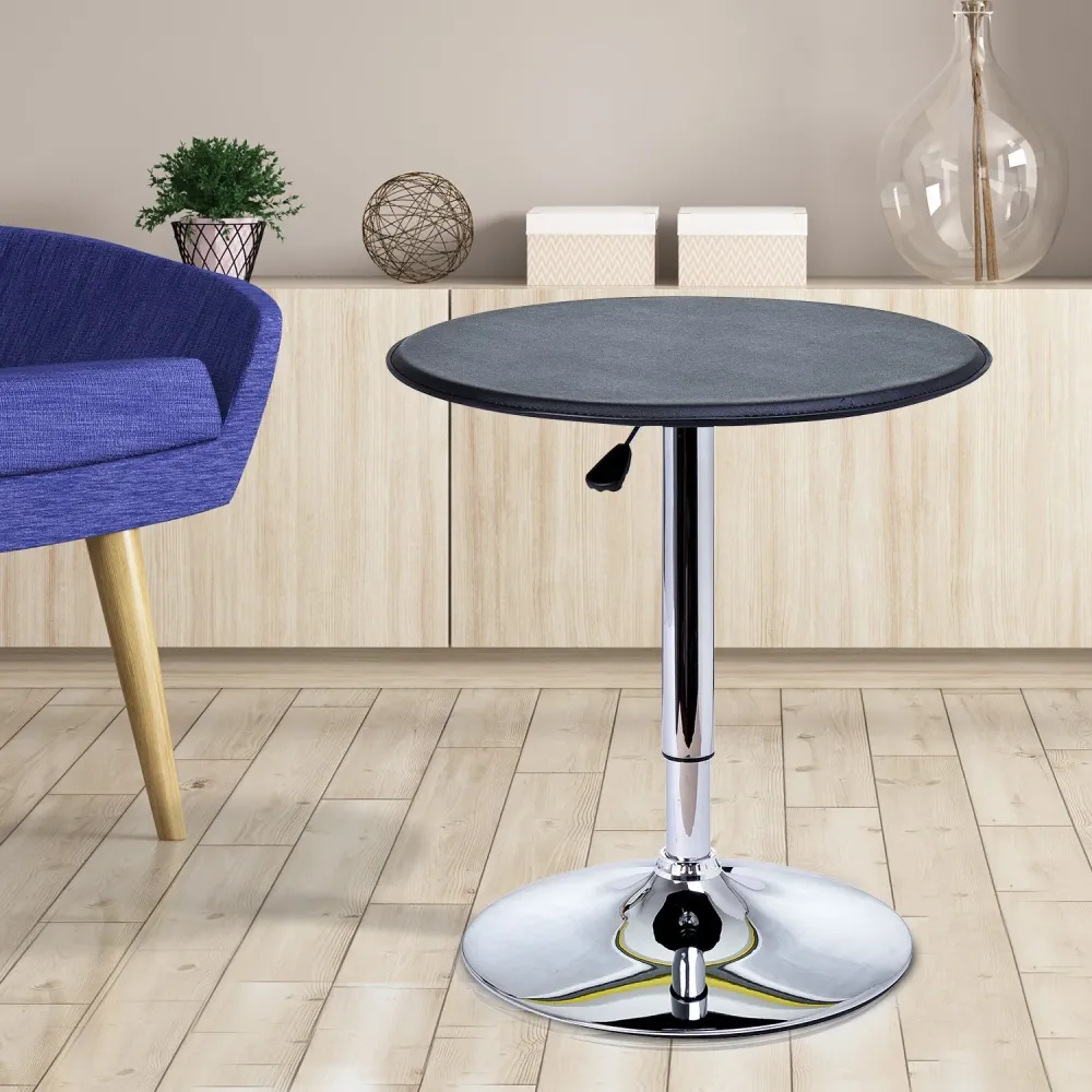 EasyComfort Tavolino da Bar Cromato, Tavolo Rotondo Regolabile Altezza con Sistema Lift Up, Piano Rotondo Girevole 360° Φ6...
