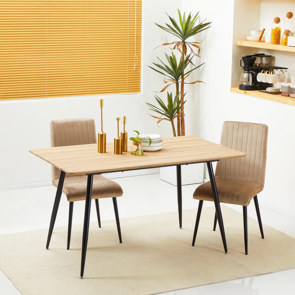 Easycomfort Tavolo da Cucina per 4 Persone MDF e Acciaio, 140x80x76cm, Colore Legno e Nero