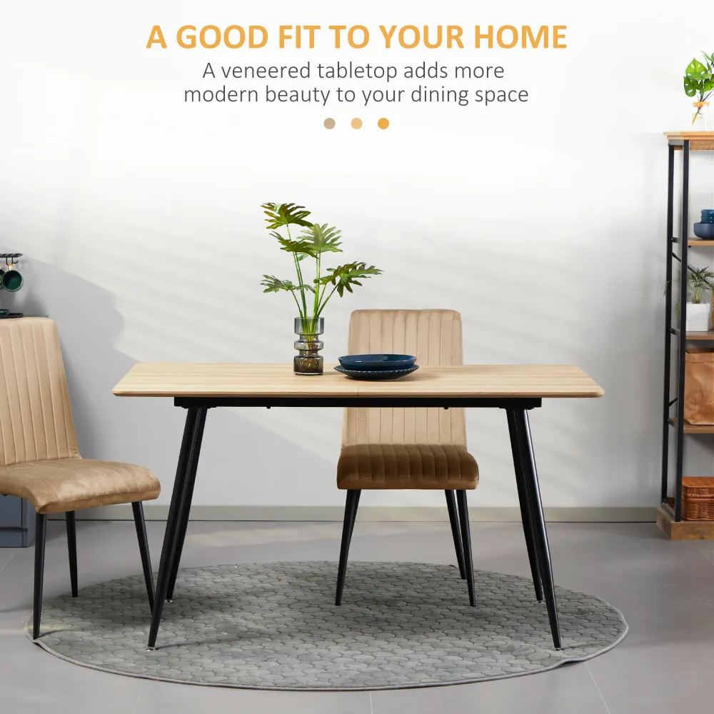 Easycomfort Tavolo da Cucina per 4 Persone MDF e Acciaio, 140x80x76cm, Colore Legno e Nero