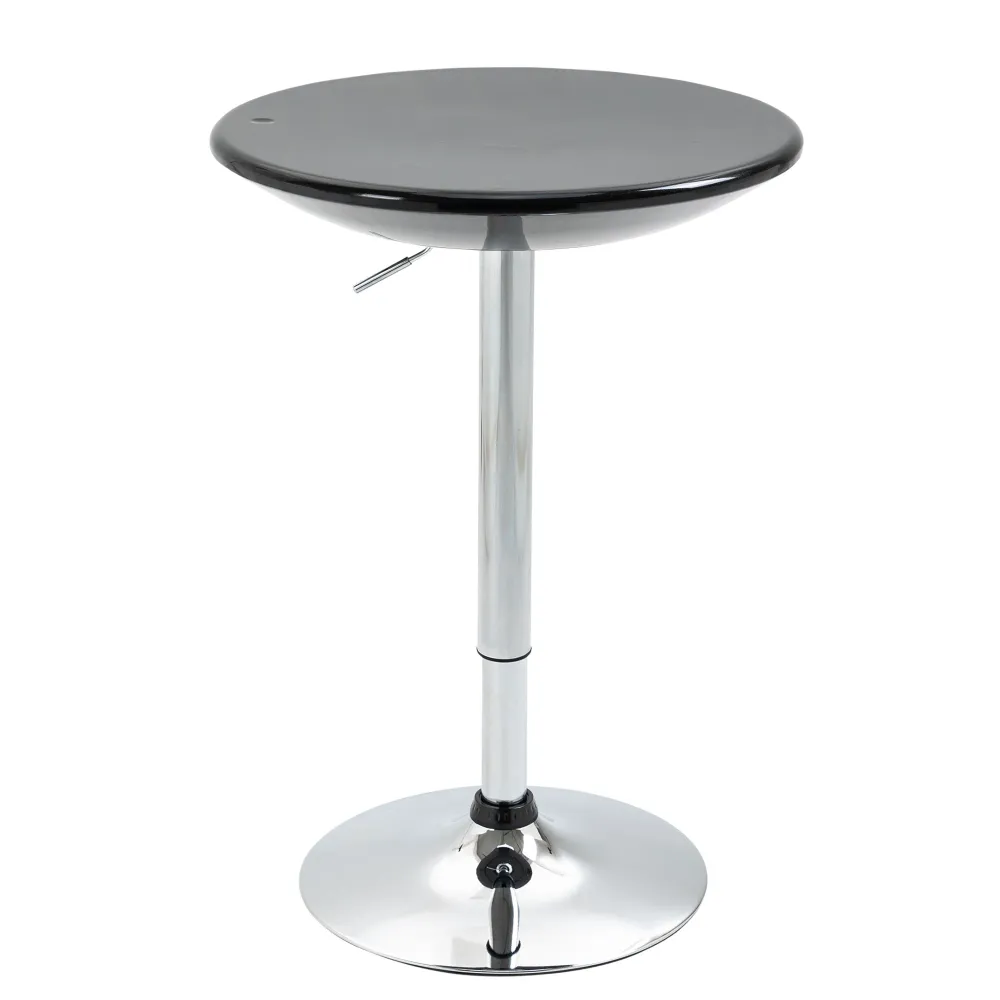 Easycomfort Tavolo Rotondo da Bar con Piano Girevole, Altezza Regolabile con Leva Gas e Base Acciaio, ?61x76-97cm, Nero