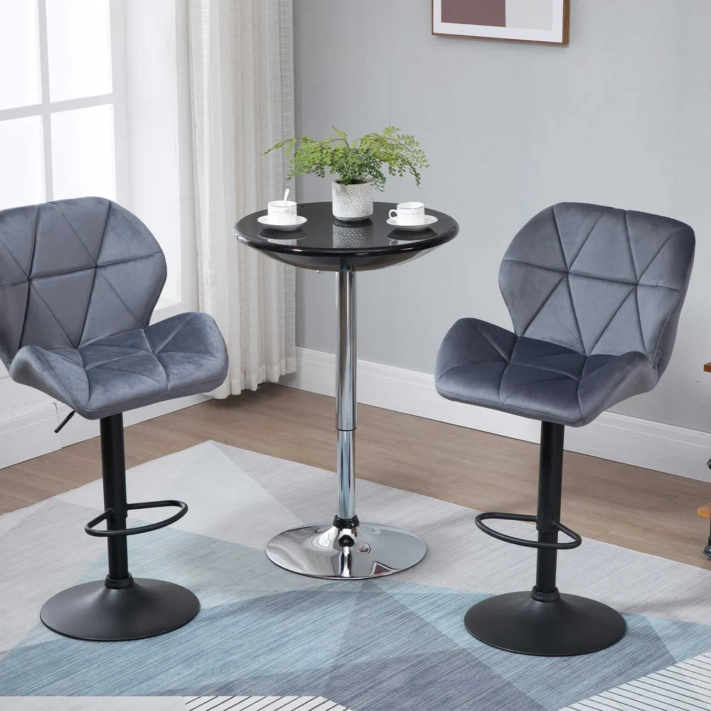 Easycomfort Tavolo Rotondo da Bar con Piano Girevole, Altezza Regolabile con Leva Gas e Base Acciaio, ?61x76-97cm, Nero