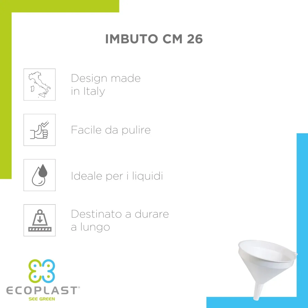Imbuto Cucina Plastica 26cm, Bianco, Made Italy Ecoplast