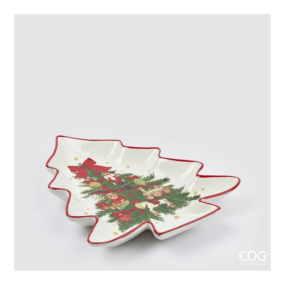 EDG - Piatto Xmas Pino Ceramica Green Red 25X30X3