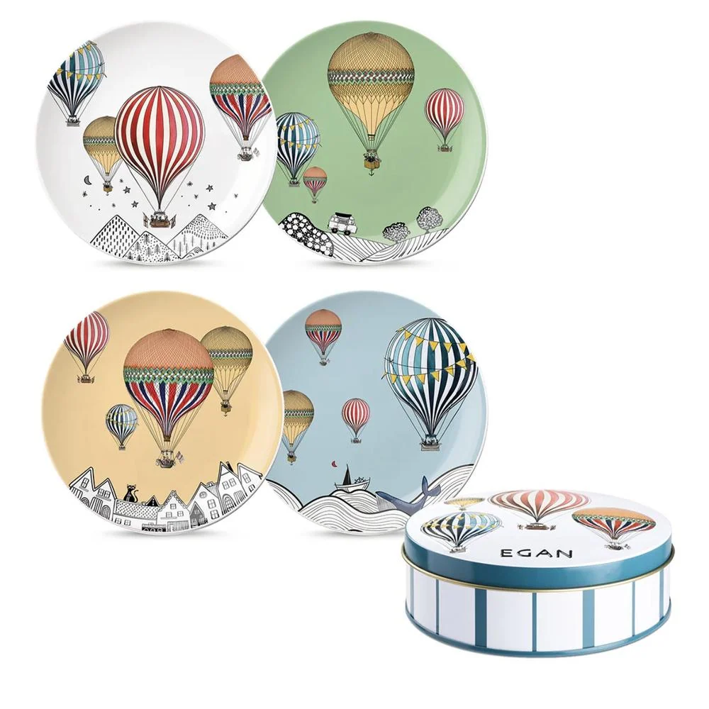 EGAN - Set 4 Piattini Dessert Giramondo D19 Porcellana
