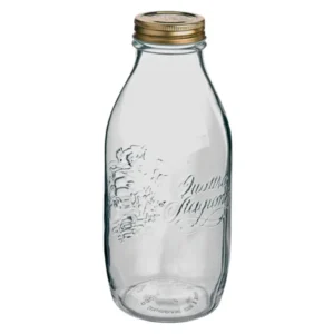 EINKOCHWELT Bottiglia vetro con tappo vite dorato da 1000 ml