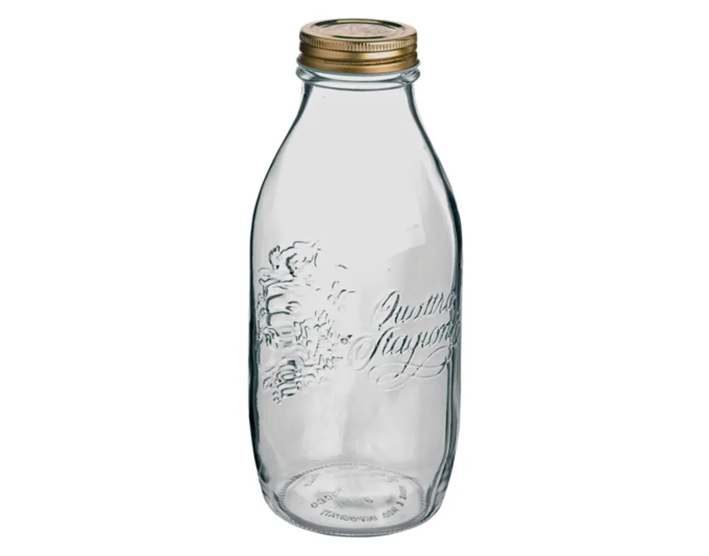 EINKOCHWELT Bottiglia vetro con tappo vite dorato da 1000 ml