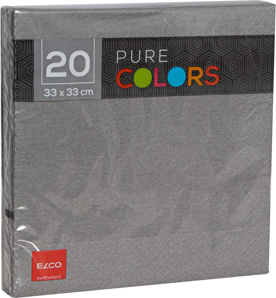 Elco Tovaglioli – grigio – 16,8 × 16,8 cm, 3 veli – 20 pezzi