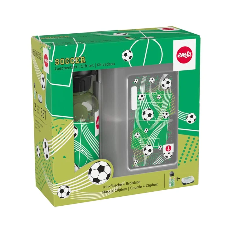 Emsa Set Borraccia e Contenitore Bambini Calcio 2 Pezzi