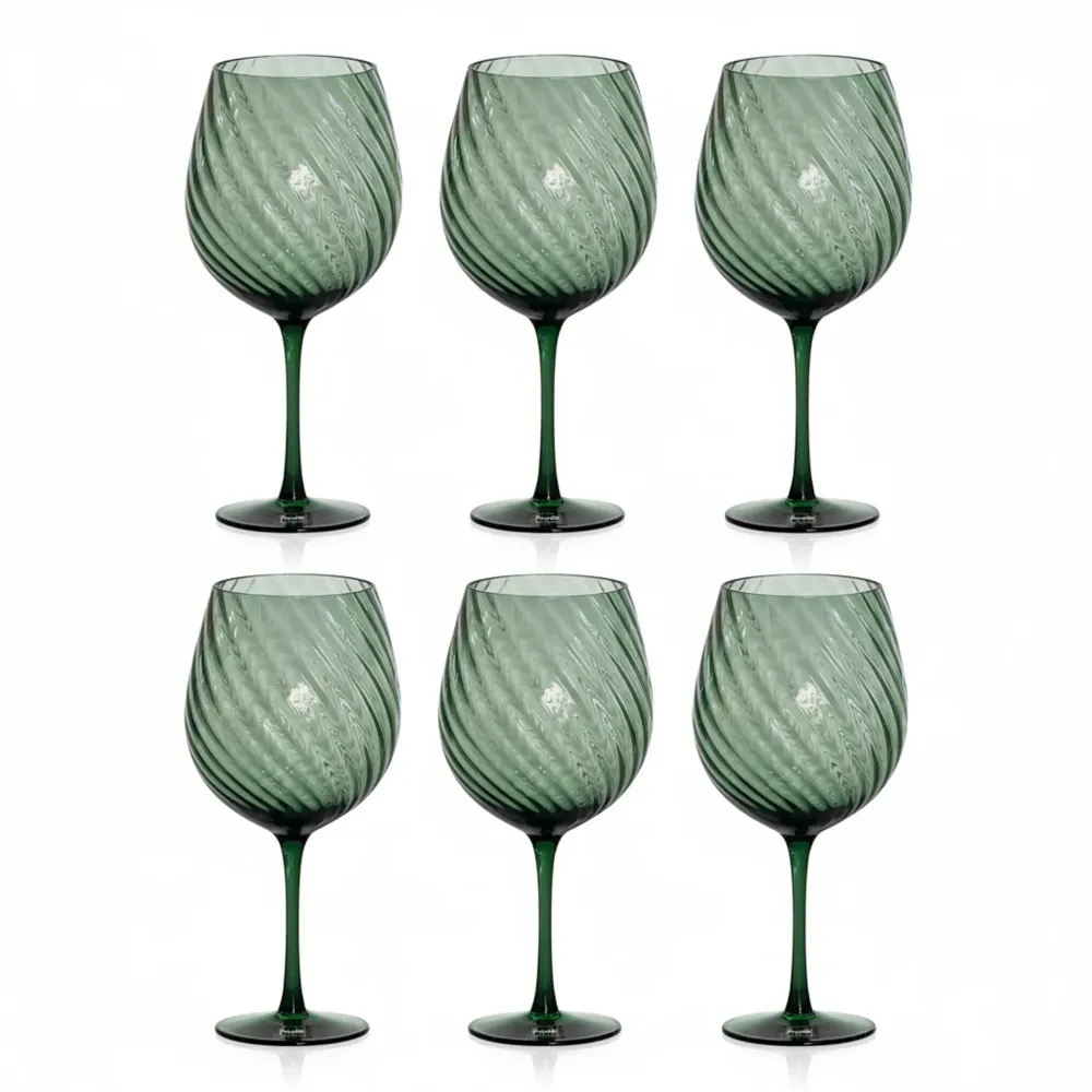 Fade Set 6 Calici da vino vetro verde "Braies" 500 ml