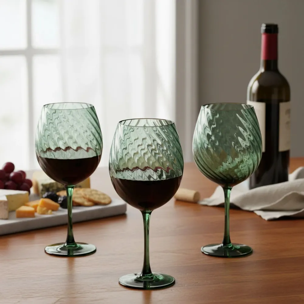Fade Set 6 Calici da vino vetro verde "Braies" 500 ml