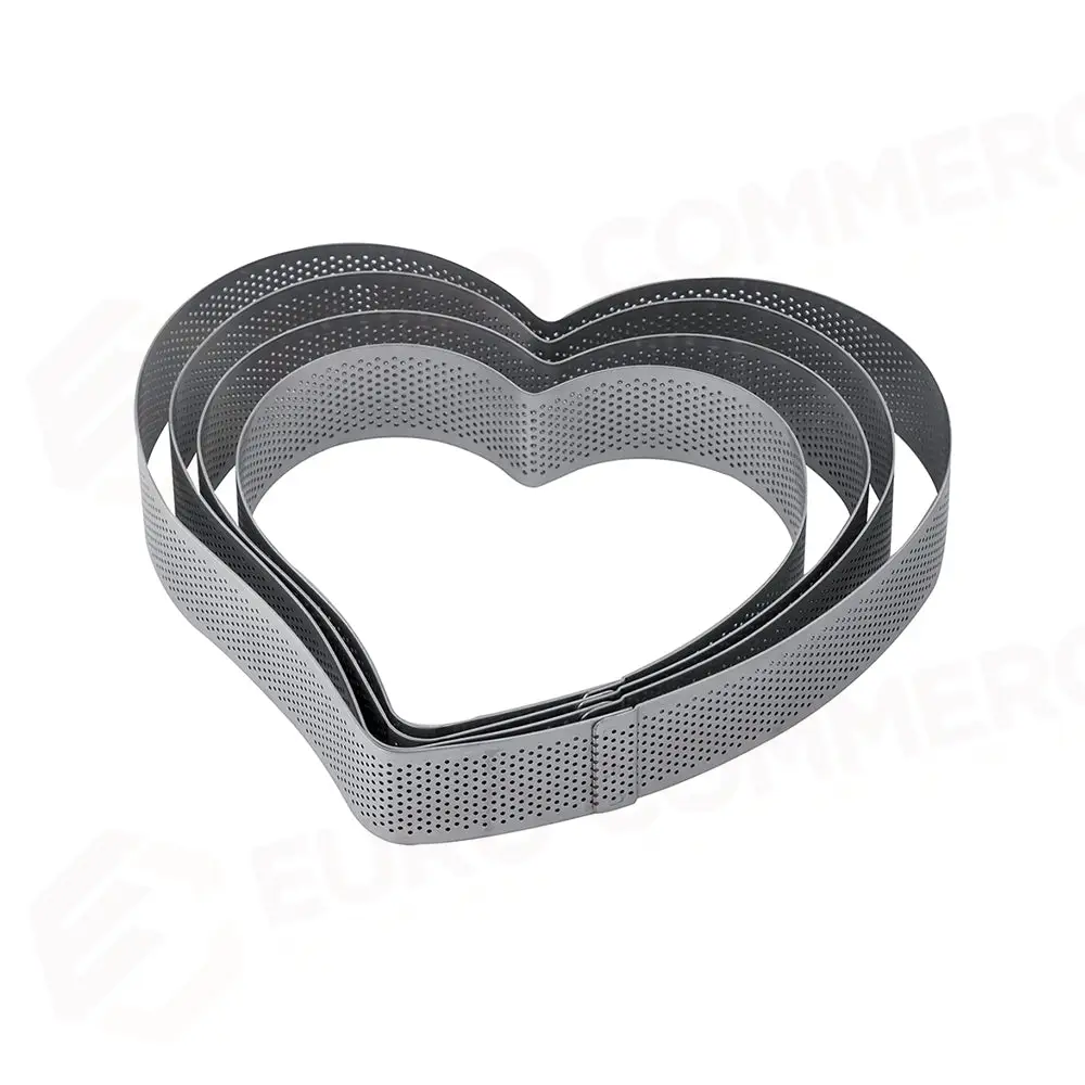 FASCIA INOX MICROFORATA FORMA DI CUORE 210 X 225 X H 35 MM - 14/16 PORZIONI - XF32 - PAVONI ITALIA