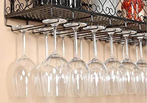 FCXBQ Bicchiere da Vino Vetro Portabottiglie, portabottiglie da Cucina Appeso portabottiglie portabicchieri Appeso portabi...