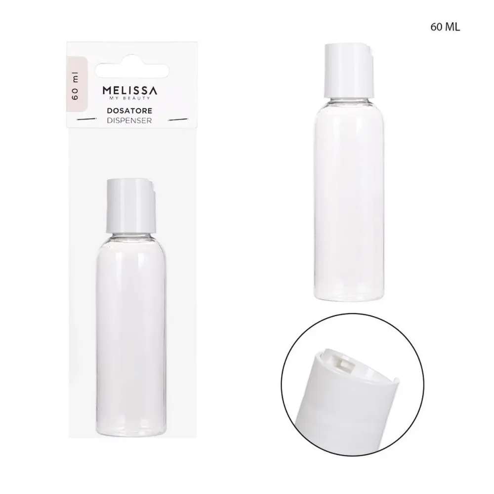 Dc Flacone Plastica Trasparente 60Ml T/Bianco