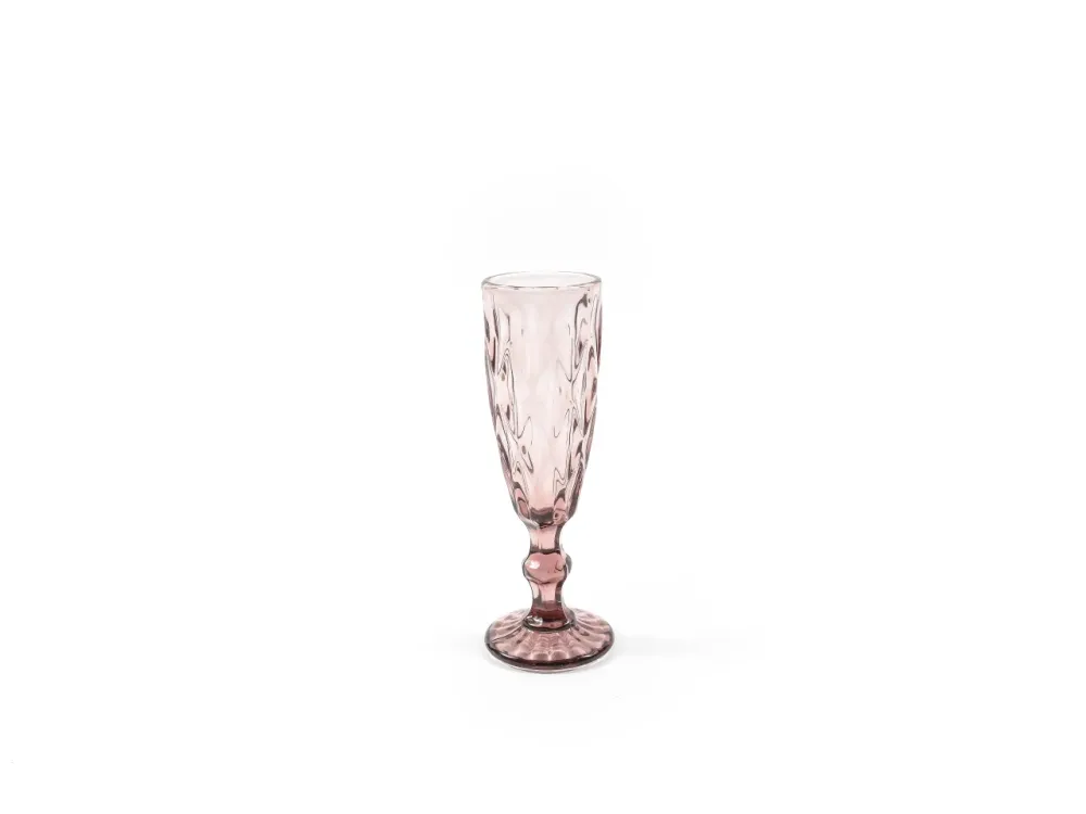 Flute vetro rosa trasparente classico, set 6 pezzi 6x20 cm - M Home