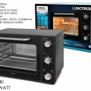 Forno elettrico ventilato cosmo black 48lt 1800w