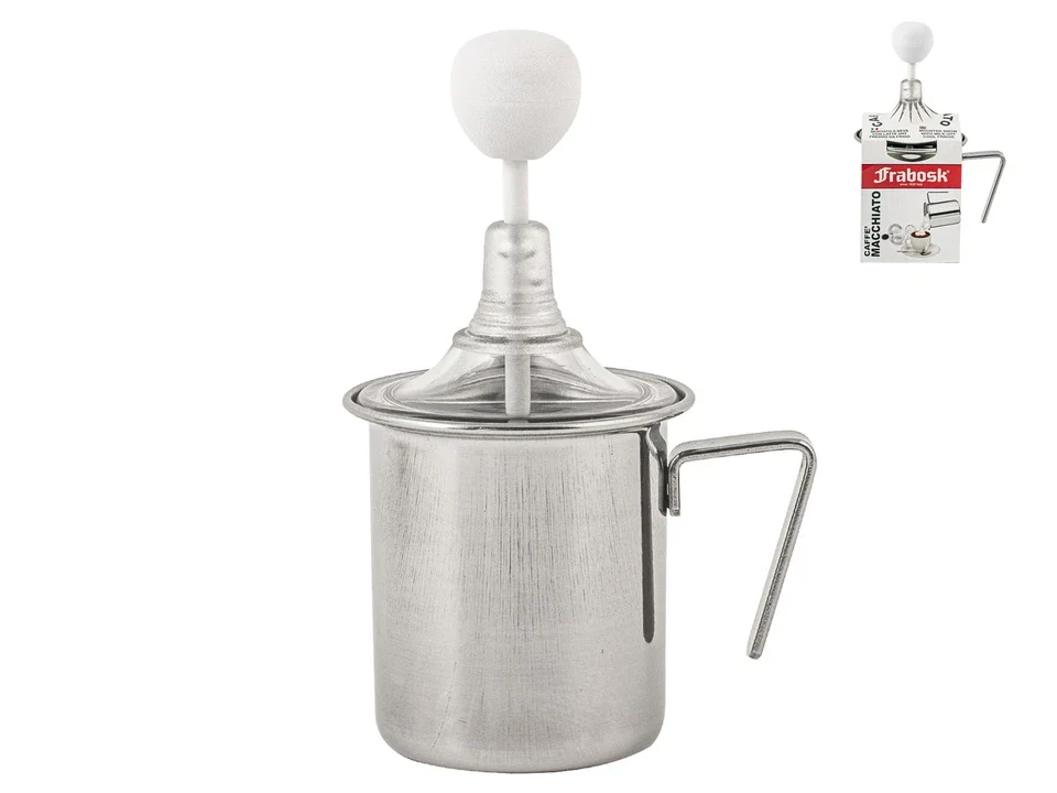 Frabosk Montalatte Manuale 'Caffè Macchiato' 1 Tazza | Schiumalatte Professionale Acciaio Inox | 100% Made Italy | Creamer...
