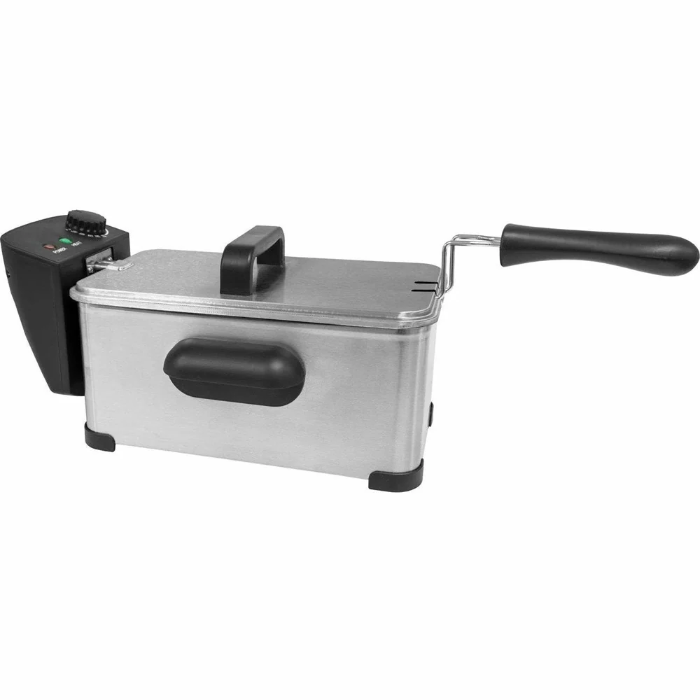 Friggitrice Elettrica Professionale Acciaio Inox Cesto 3lt 2000w Con Maniglia Coperchio