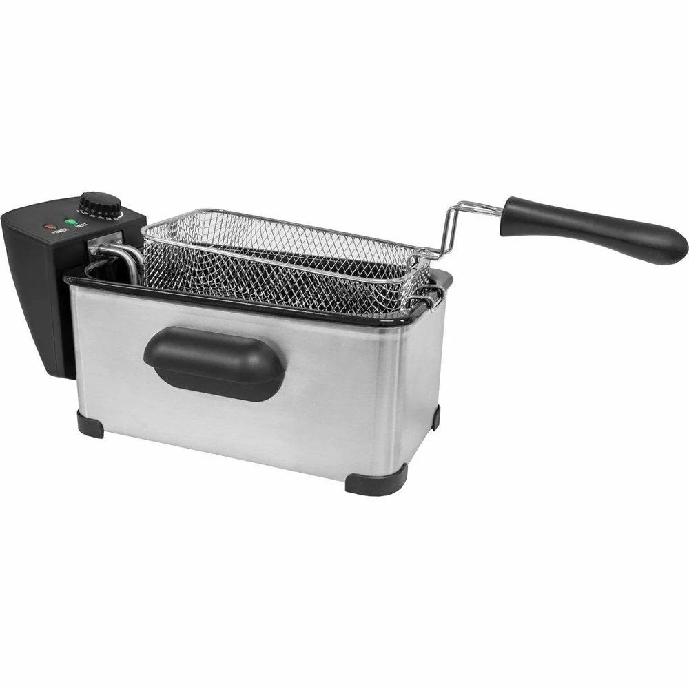 Friggitrice Elettrica Professionale Acciaio Inox Cesto 3lt 2000w Con Maniglia Coperchio