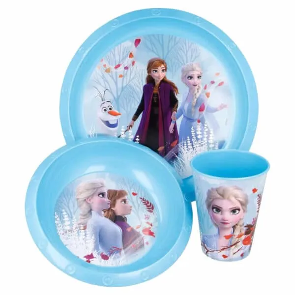 Frozen II set 3 pz. piatti fondo + piano + bicchiere