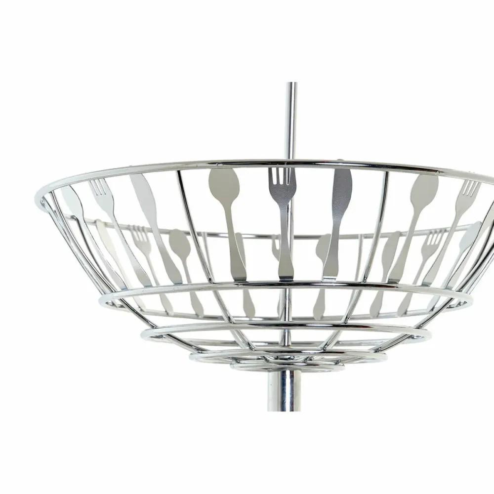 Fruteira DKD Home Decor Prateado Metal Plástico 28 x 28 x 40 cm