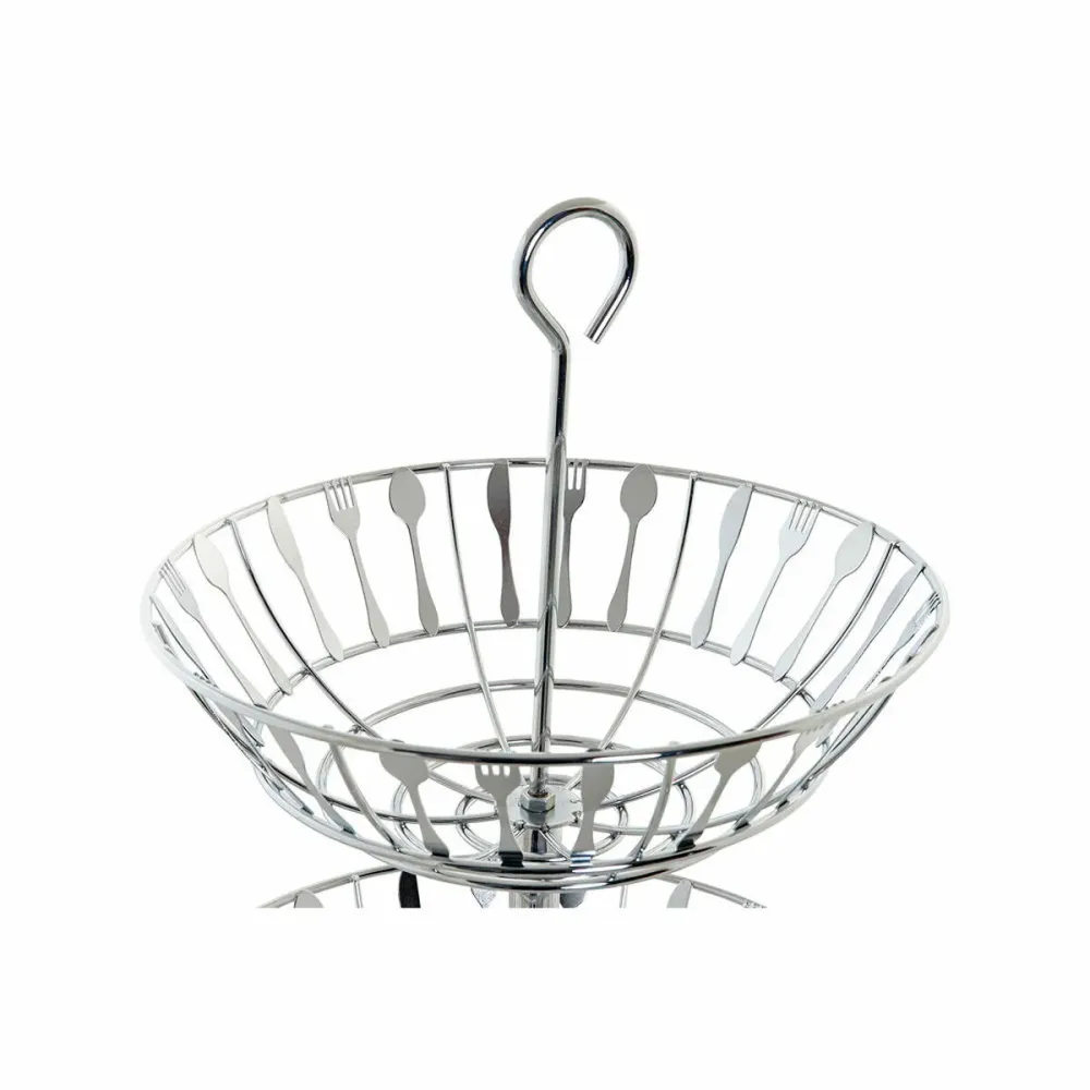 Fruteira DKD Home Decor Prateado Metal Plástico 28 x 28 x 40 cm