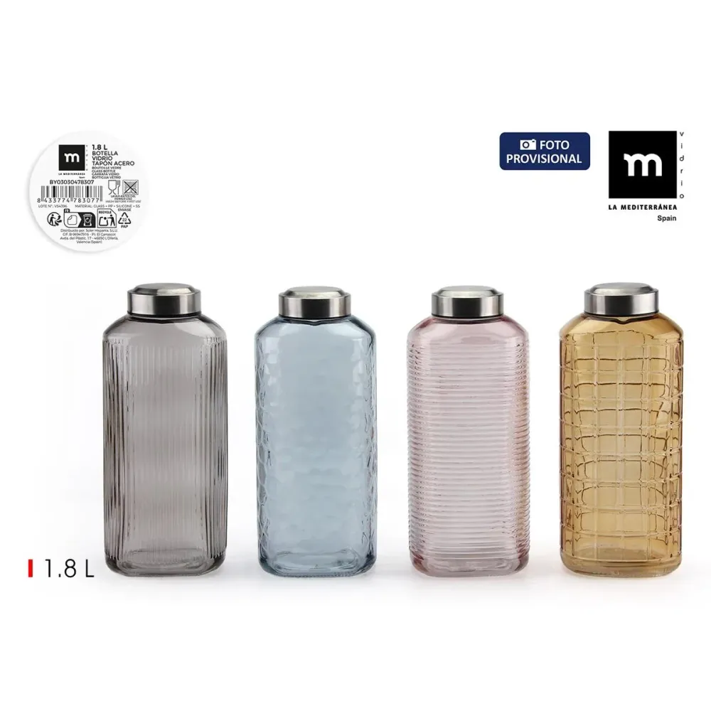 Garrafa de Vidro La Mediterránea Vidro 1,8 L (8 Unidades)