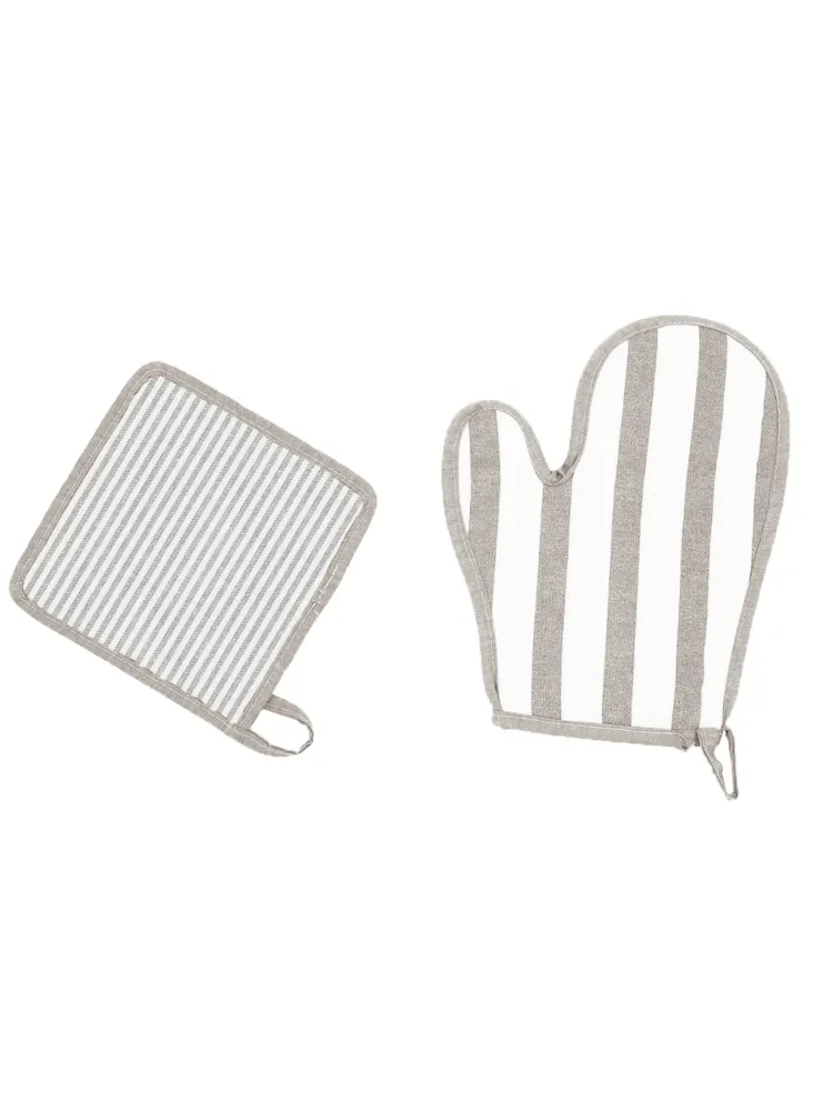Presina e guanto da cucina filo green decoro righe grandi Gemitex S.p.A.