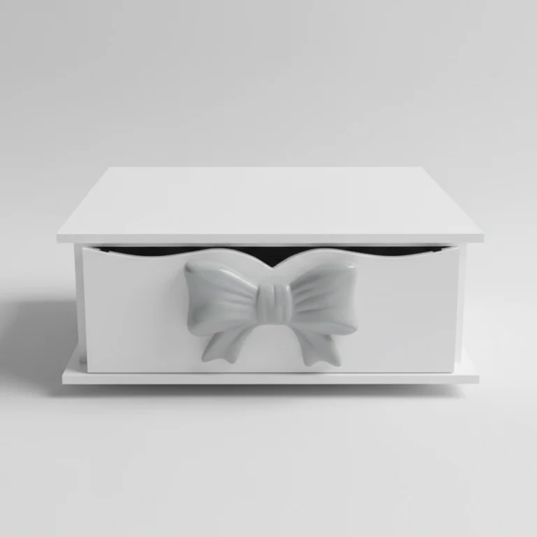 Giardini di Marzo Portacialde Legno Bianco 33x27x10 cm | Cassetto con 3 Scompartimenti Interni | Manico Fiocco Simil Ceram...