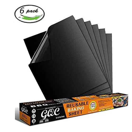 GQC Tappetini da Barbecue Set di 6 Mat Cottura BBQ Teflon Approvati da...