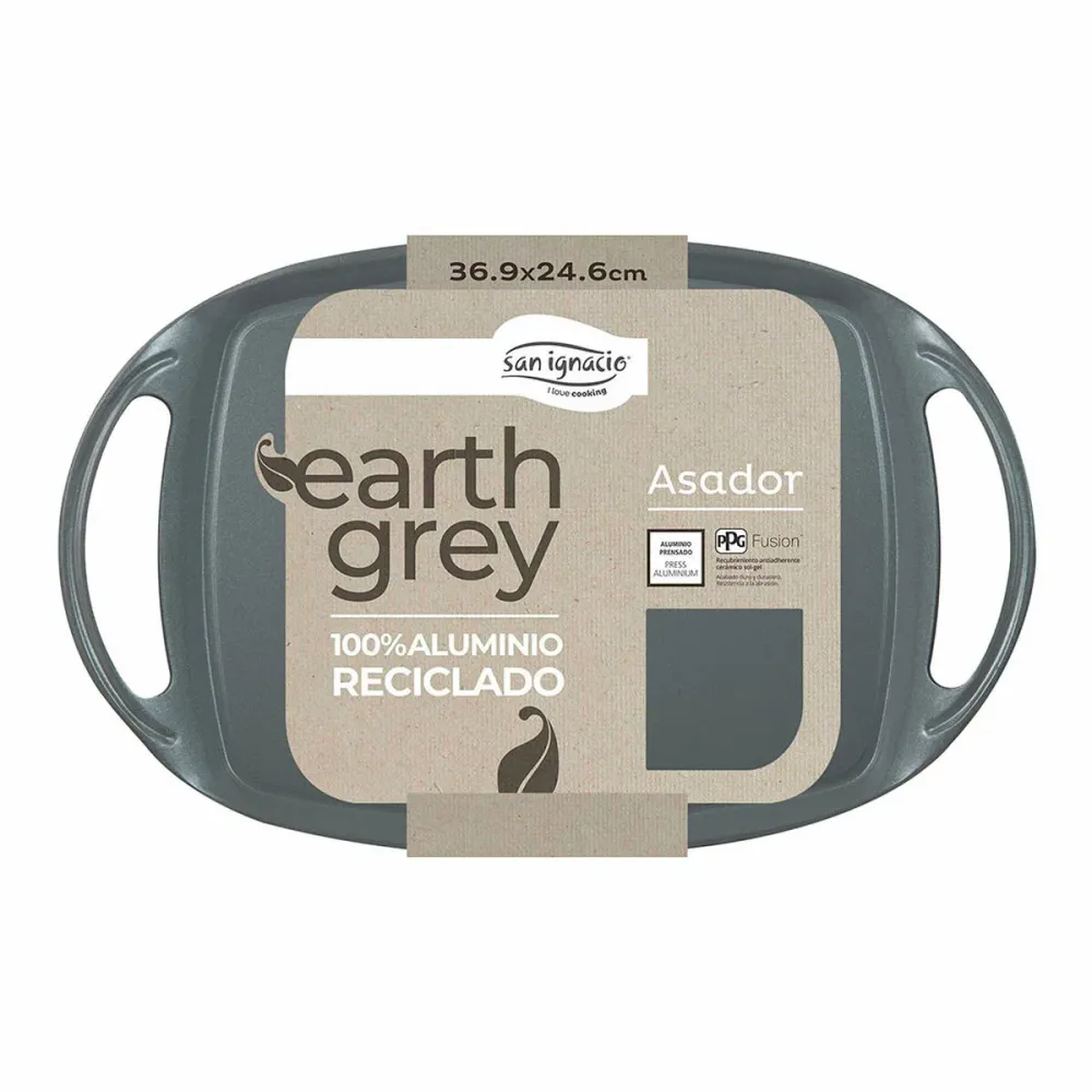 Griglia San Ignacio Earth Grey SG-6755 Grigio Alluminio Forgiato 36,9 x 24,6 cm Con manici