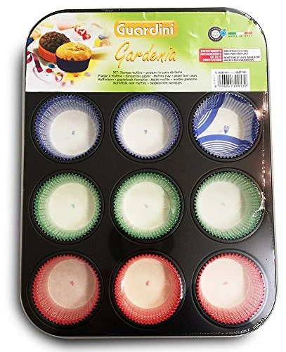 Guardini Gardenia, Stampo 12 muffins+60pirottini carta, Acciaio con...