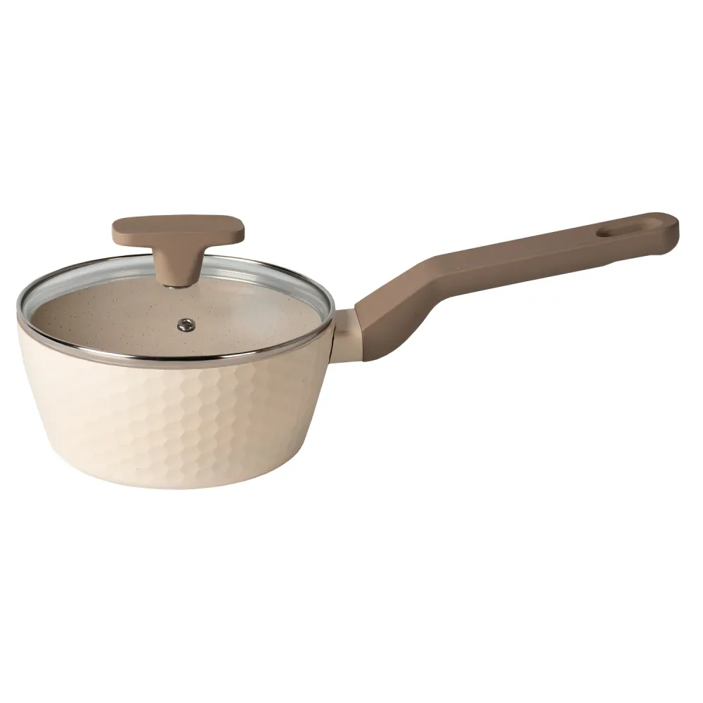GUSTO CASA - Casseruola alluminio pressato Beige Linea Diamante diametro 16 cm