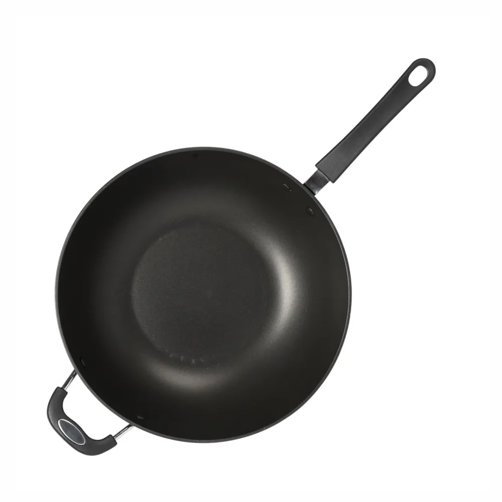 GUSTO CASA - Padella Wok alluminio pressato con coperchio vetro Linea Black Crown diametro 28 cm