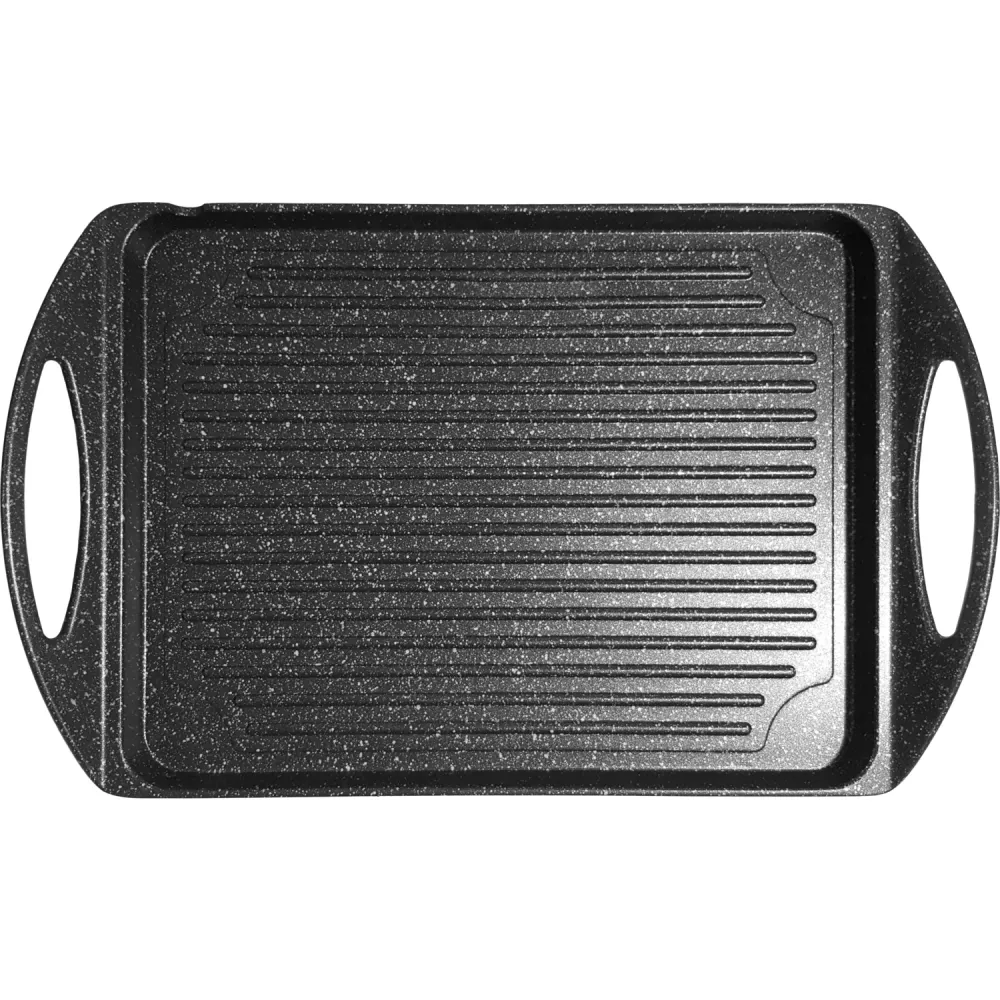 GUSTO CASA - Piastra Grill con 2 manici e fondo induzione Linea ChefStone 35x25 cm