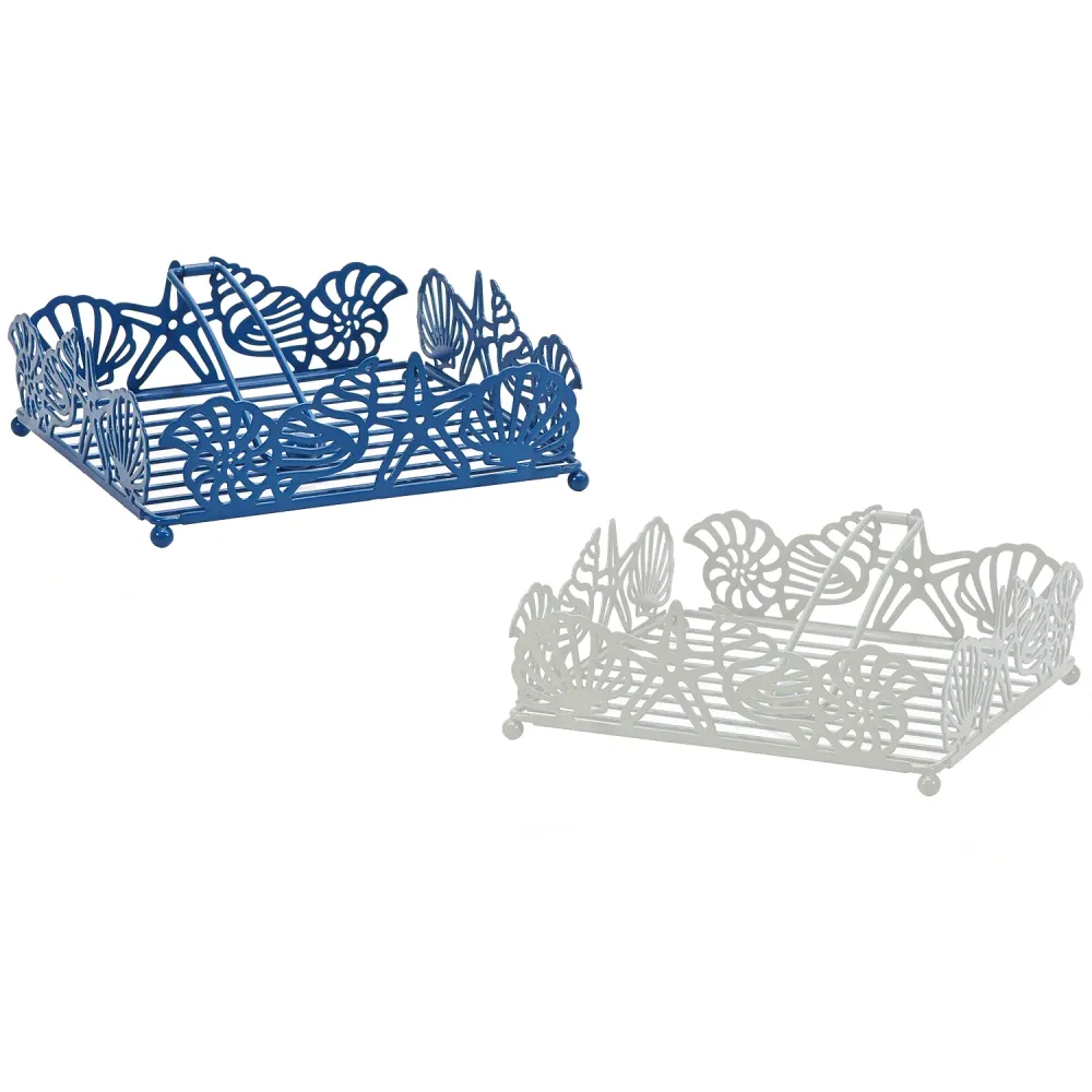 GUSTO CASA - Portatovaglioli Metallo Decoro marino h7x20x20 cm