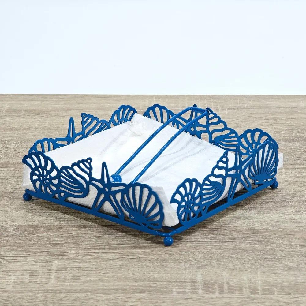 GUSTO CASA - Portatovaglioli Metallo Decoro marino h7x20x20 cm