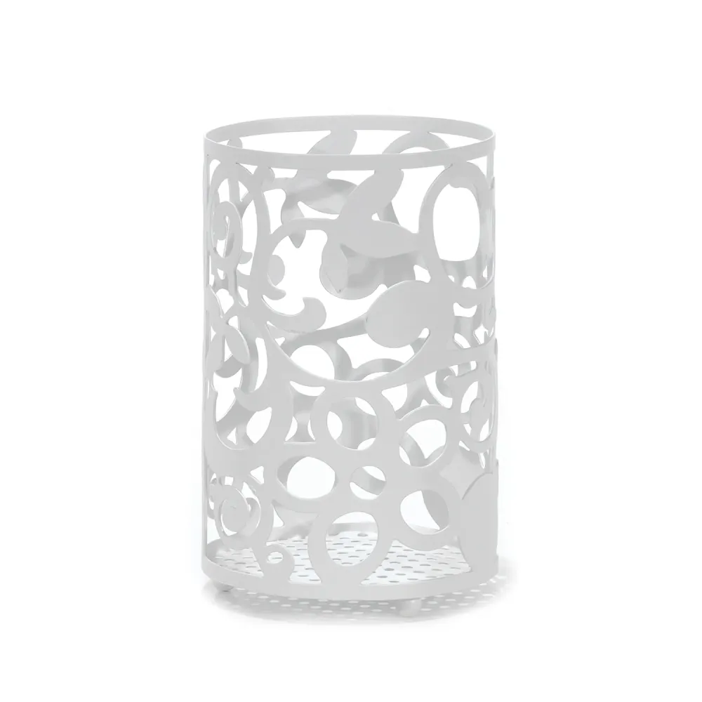 GUSTO CASA - Portautensili da Cucina Metallo Bianco h16 cm diametro 11 cm