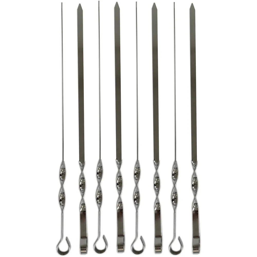 GUSTO CASA - Spiedini metallo cromato per barbecue h45 cm - set 8 pezzi