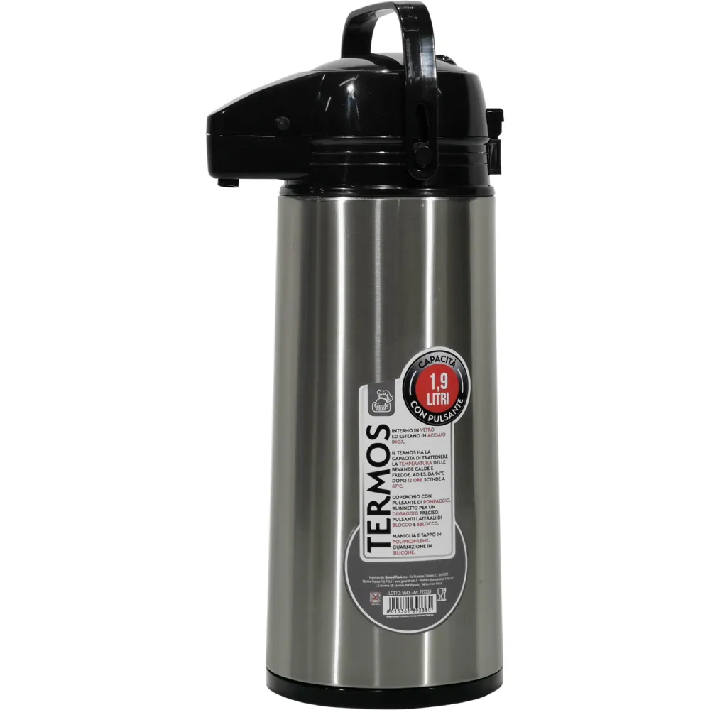 GUSTO CASA - Termos acciaio inox con pulsante - 1,9 litri