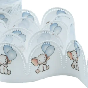 Margherita Portaconfetti 50 mm Stampa Balloon Elefante Azzurro H1350/S