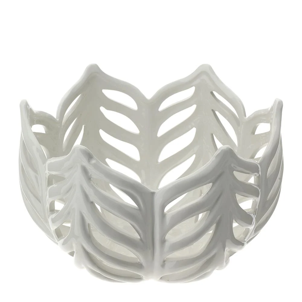 HERVIT - Centrotavola Leaf Cer.Traf.Dia.24Xh16Cm